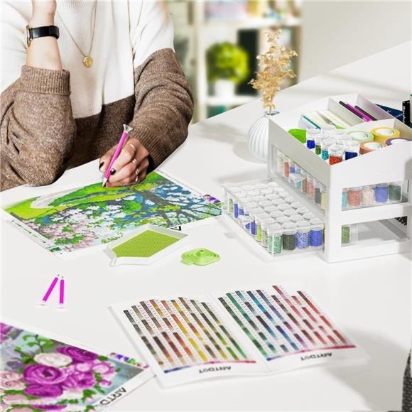 Storage Containers for Diamond Painting Accessories,2 Drawers with 96 Slots Bead - Picture 2 of 7